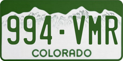 CO license plate 994VMR