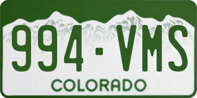 CO license plate 994VMS