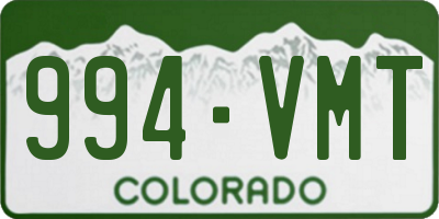CO license plate 994VMT