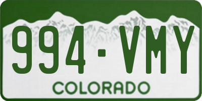 CO license plate 994VMY