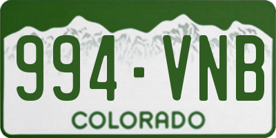 CO license plate 994VNB