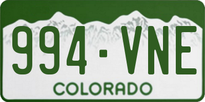CO license plate 994VNE