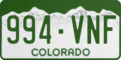 CO license plate 994VNF