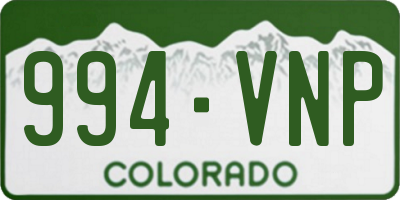 CO license plate 994VNP