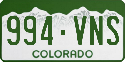 CO license plate 994VNS