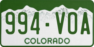 CO license plate 994VOA