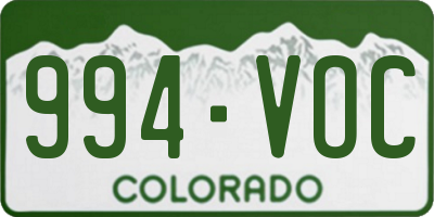 CO license plate 994VOC