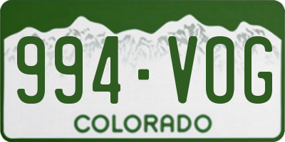 CO license plate 994VOG