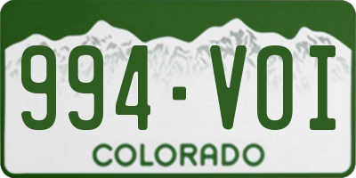 CO license plate 994VOI
