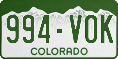 CO license plate 994VOK