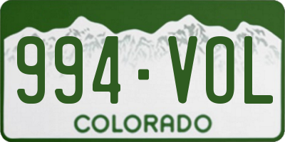 CO license plate 994VOL