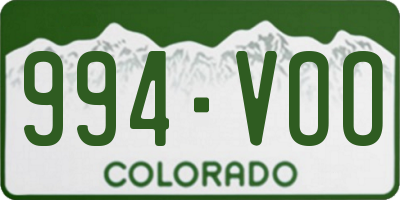 CO license plate 994VOO