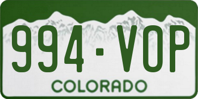 CO license plate 994VOP