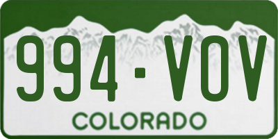 CO license plate 994VOV