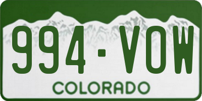 CO license plate 994VOW