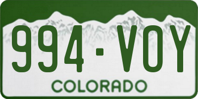 CO license plate 994VOY