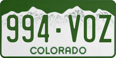 CO license plate 994VOZ