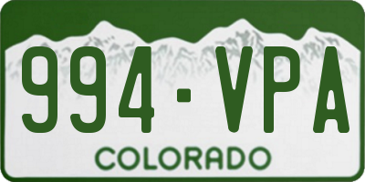 CO license plate 994VPA