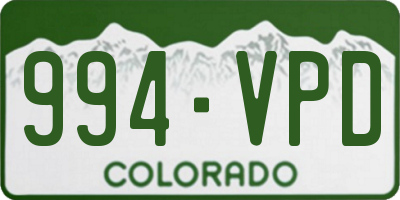 CO license plate 994VPD