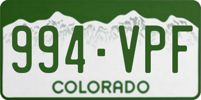 CO license plate 994VPF