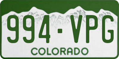 CO license plate 994VPG