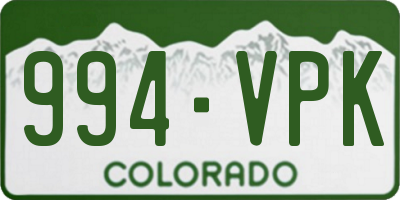 CO license plate 994VPK
