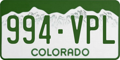 CO license plate 994VPL