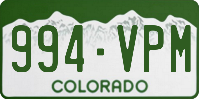 CO license plate 994VPM