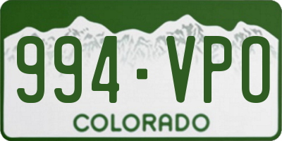 CO license plate 994VPO
