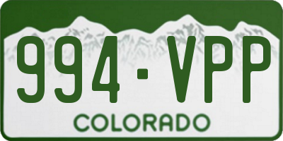 CO license plate 994VPP
