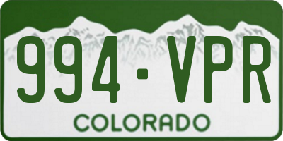 CO license plate 994VPR