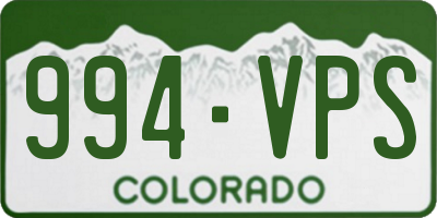 CO license plate 994VPS