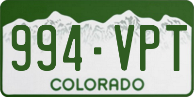 CO license plate 994VPT