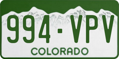 CO license plate 994VPV