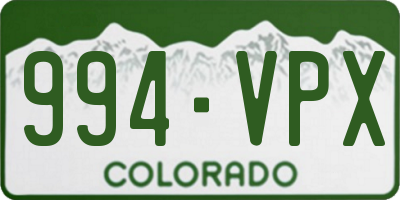 CO license plate 994VPX