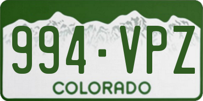 CO license plate 994VPZ