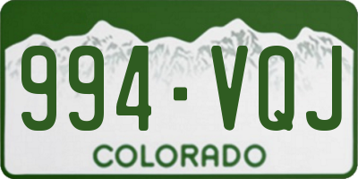CO license plate 994VQJ