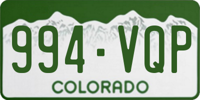 CO license plate 994VQP