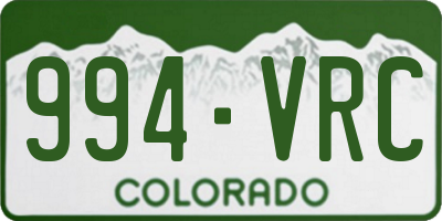 CO license plate 994VRC