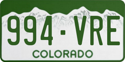 CO license plate 994VRE