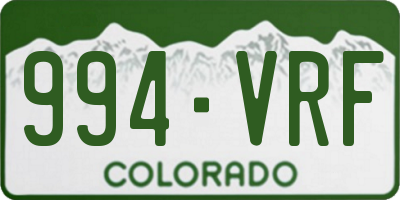 CO license plate 994VRF
