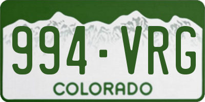 CO license plate 994VRG