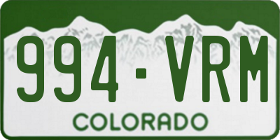 CO license plate 994VRM
