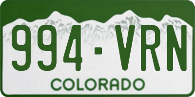 CO license plate 994VRN