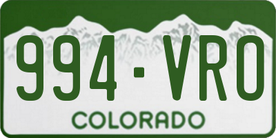 CO license plate 994VRO