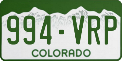 CO license plate 994VRP