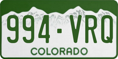 CO license plate 994VRQ