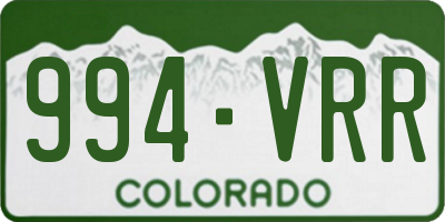 CO license plate 994VRR