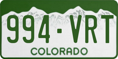 CO license plate 994VRT