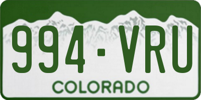 CO license plate 994VRU